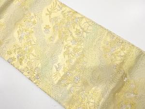 アンティーク　荒波に松・秋草・鳳凰模様織り出し袋帯（材料）